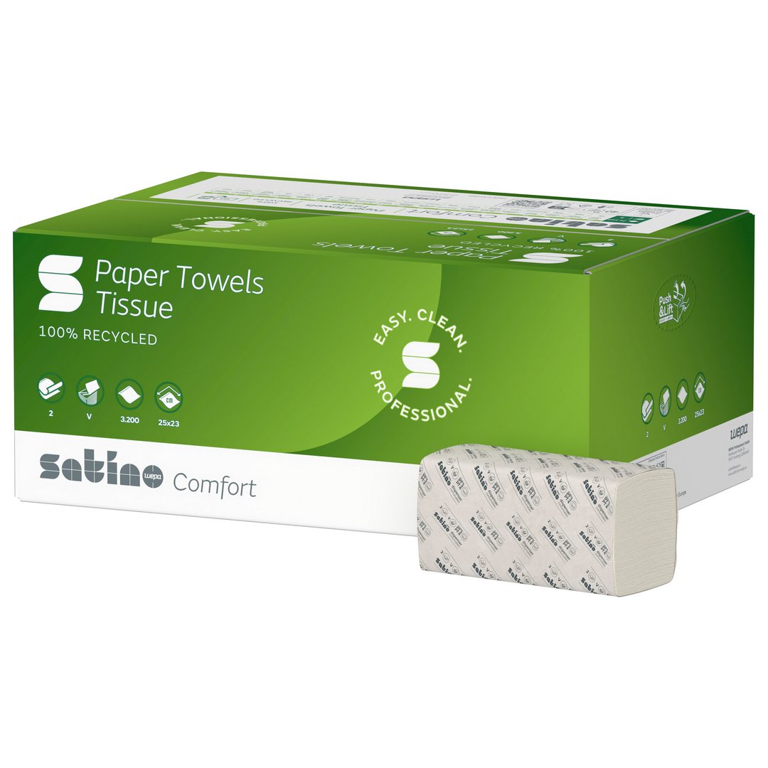 Hand towel paper Format Tissue V Fold 25 x 23 Art. no. 277210 Satino by WEPA