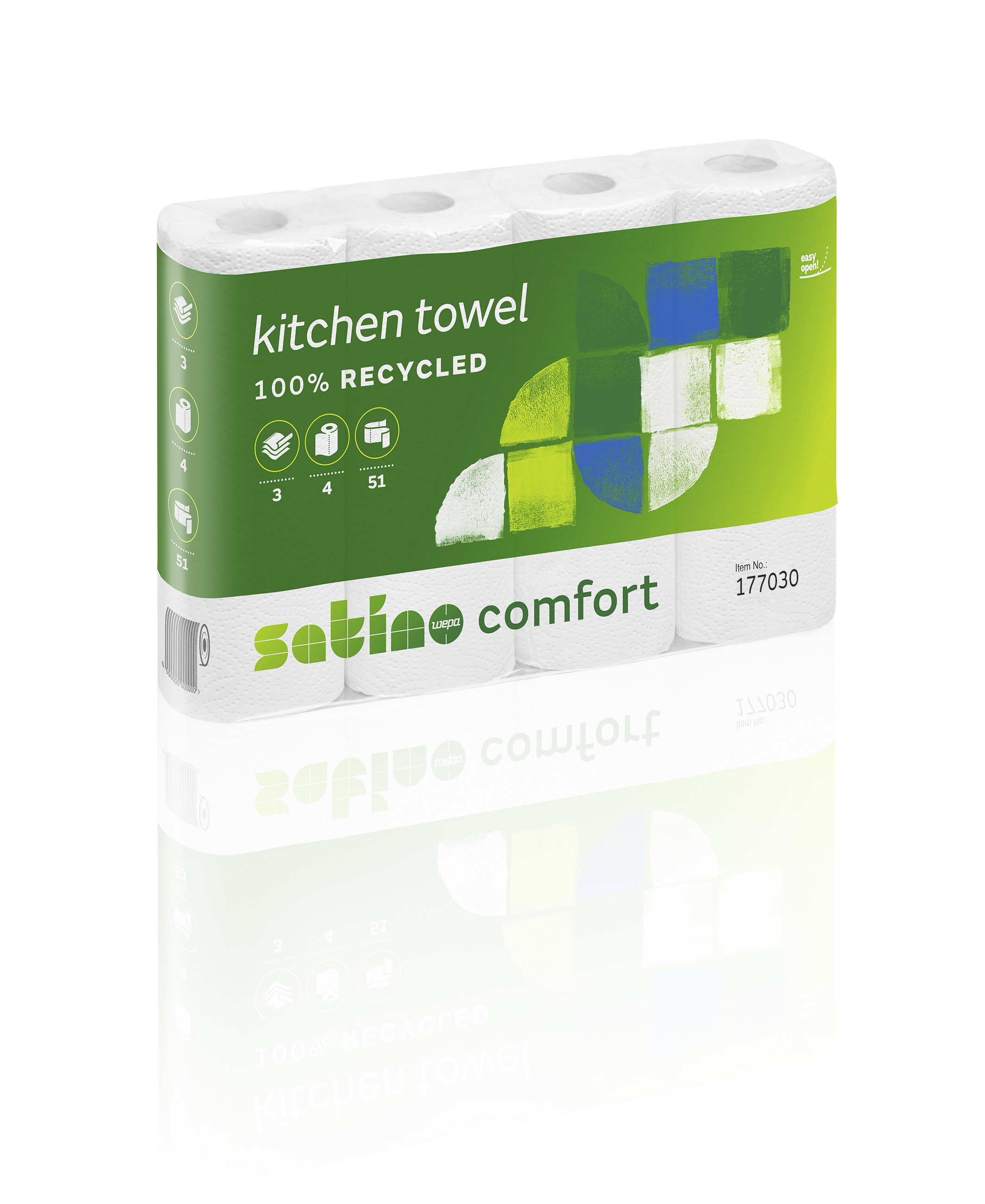 Küchenrollen 3 lagig weiß 51 Blatt pro Rolle 26 x 22 cm WEPA satino prestige 