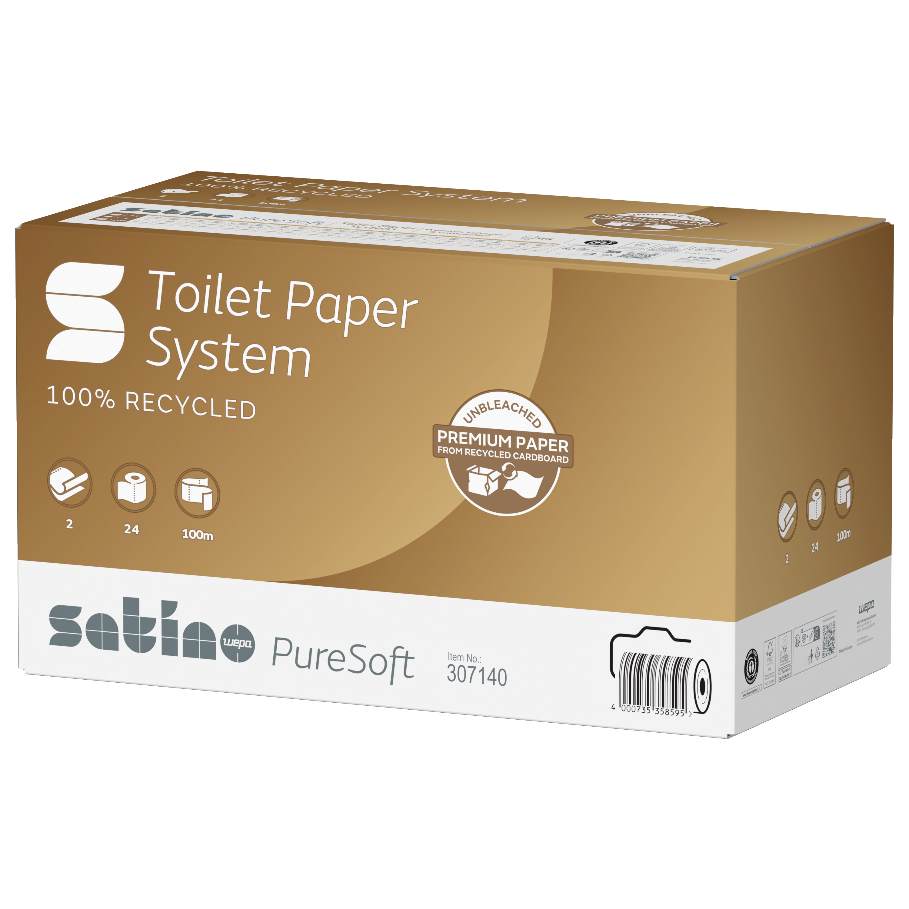 Satino PureSoft Systemowy Papier Toaletowy w Rolce Jumbo